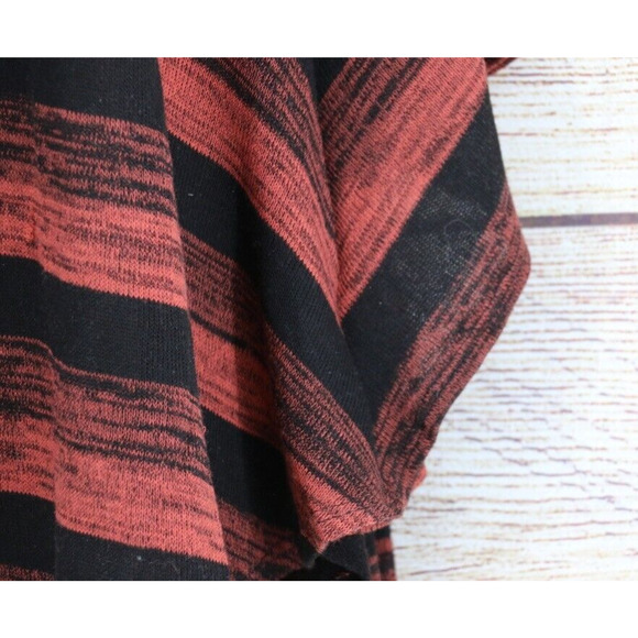 Y2K IN Studio Womens Size XL Knit Striped Raglan Poncho Sweater Rust Black - Picture 4 of 7